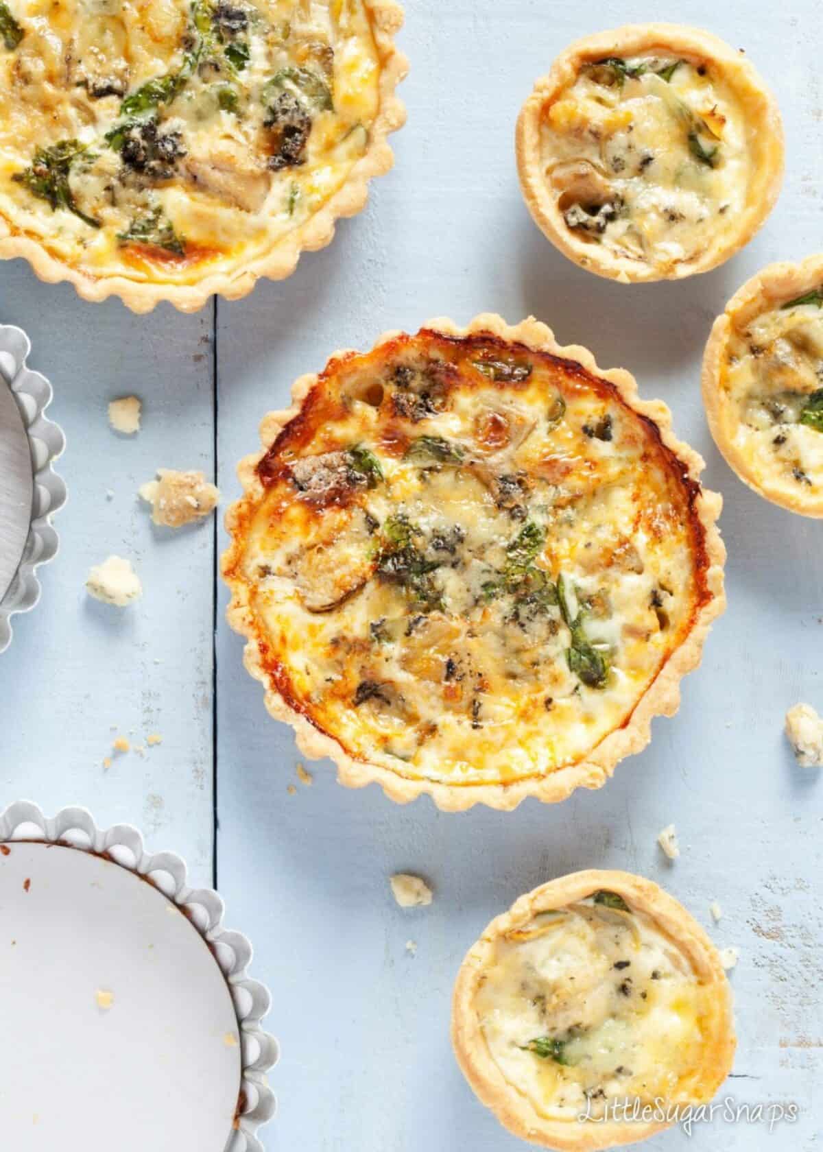 Individual savoury tarts and baking tins