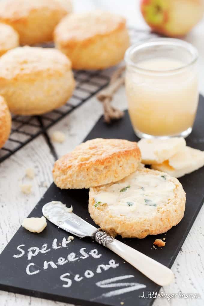 Spelt Cheese Scone spread with butter