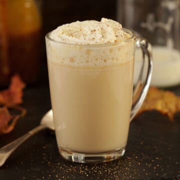 Hot CAramel Milk with Bourbon and Whipped Cream