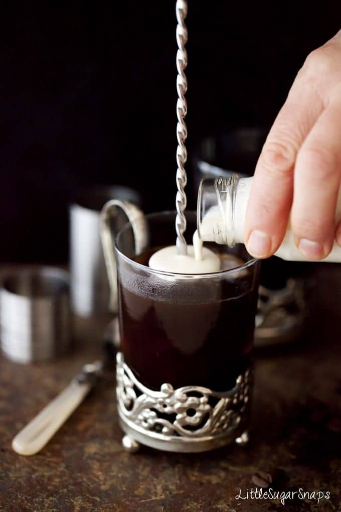 Adding a cream float to Coconut Liqueur Coffee