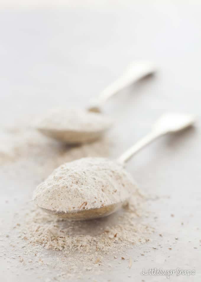 Rye flour on a spoon