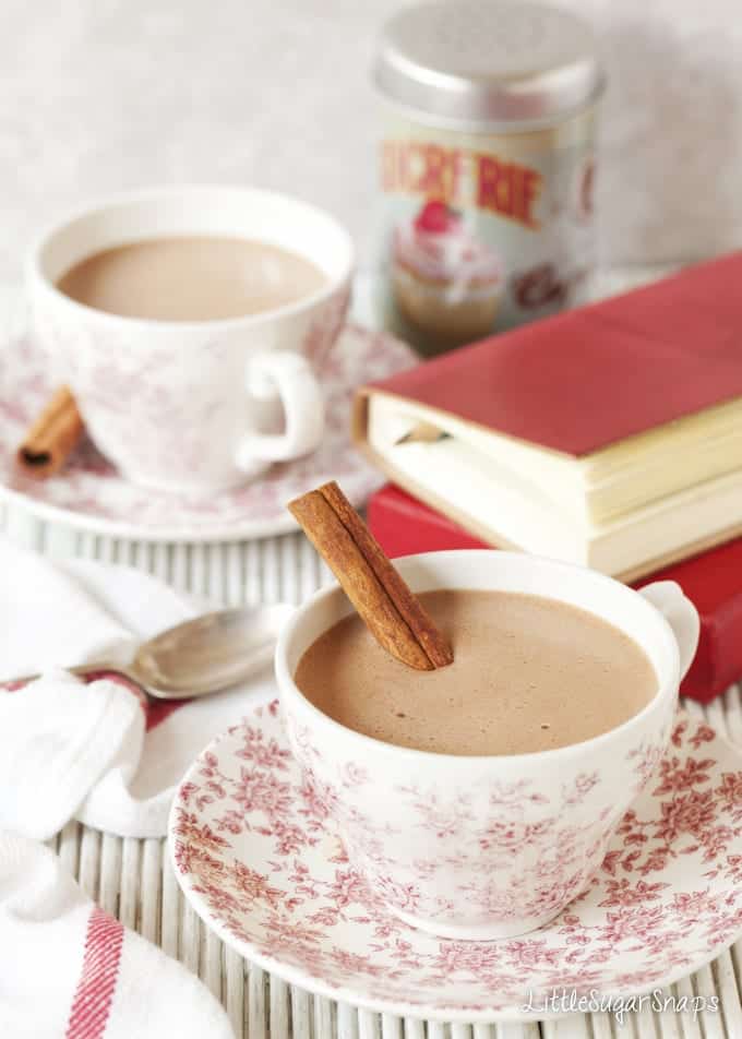 Healthy Cinnamon Hot Chocolate in a cup