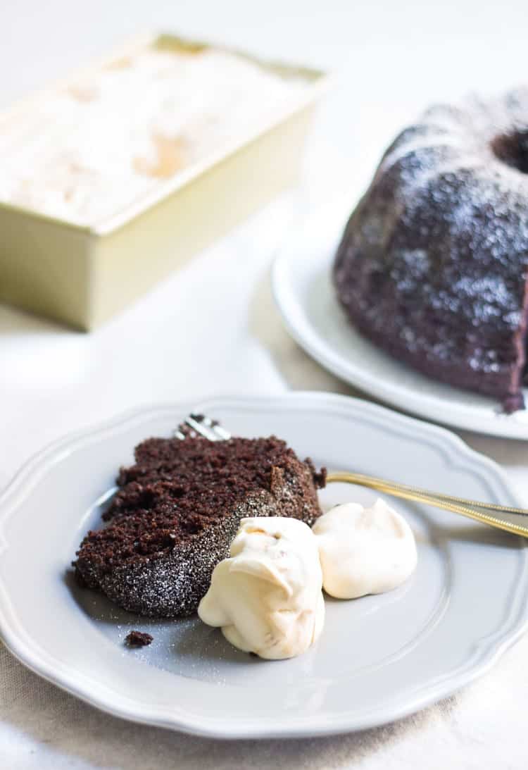 Hazelnut chocolate cake with caramel marshmallow ice cream