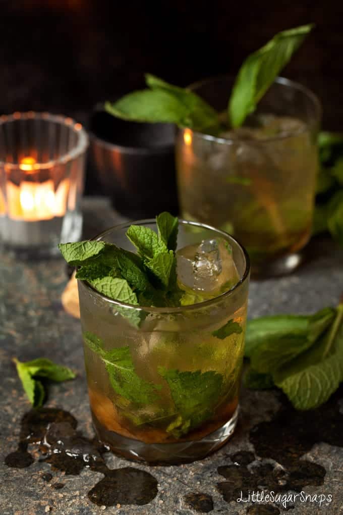 Whisky Ginger Julep topped with prosecco and fresh mint