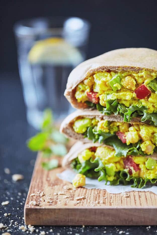 Curry Chickpea Salad Pitas