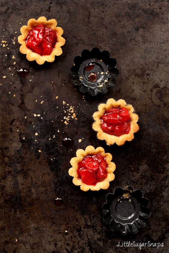 Mini Strawberry tarts and small baking tins