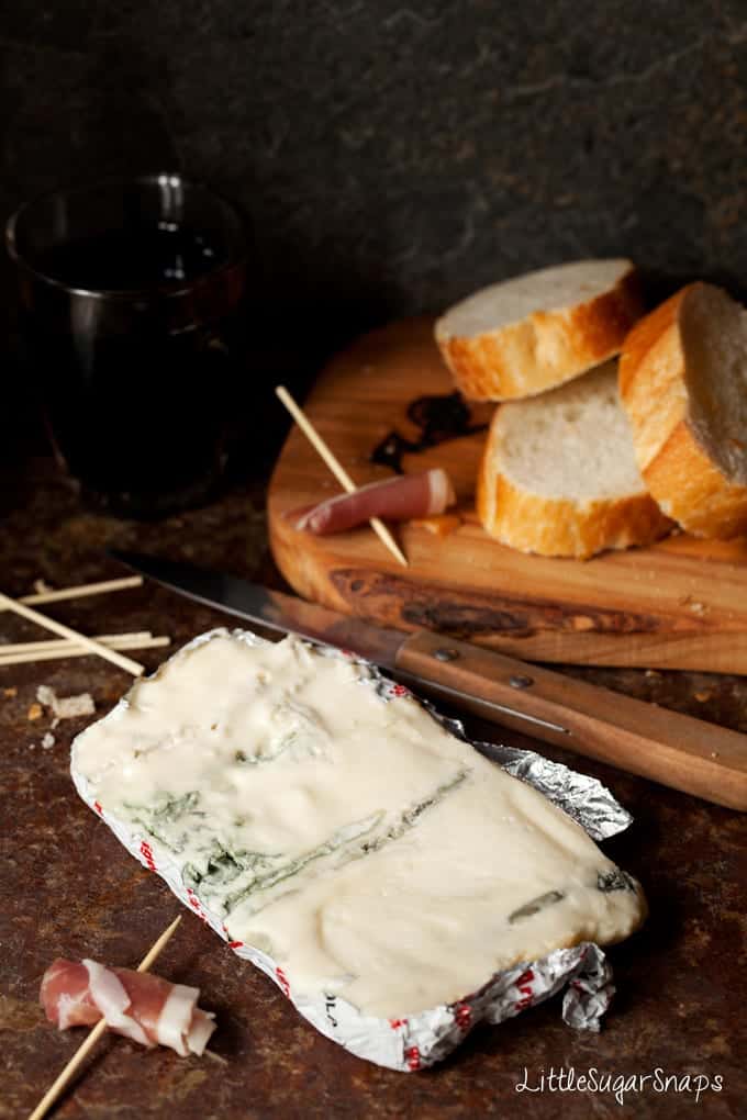 Gorgonzola cheese in foil.