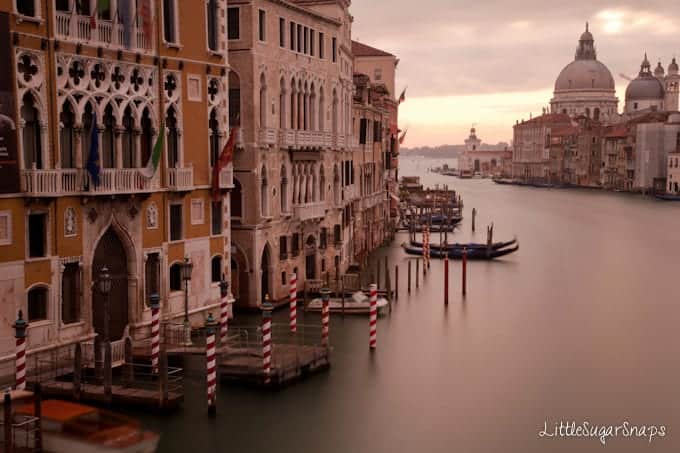 View along the Grand Canal in Venice.