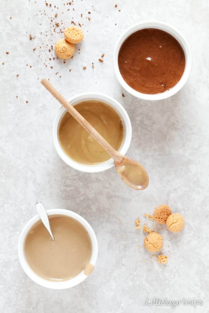 Ingredients for a chocolate, coffee and caramel dessert