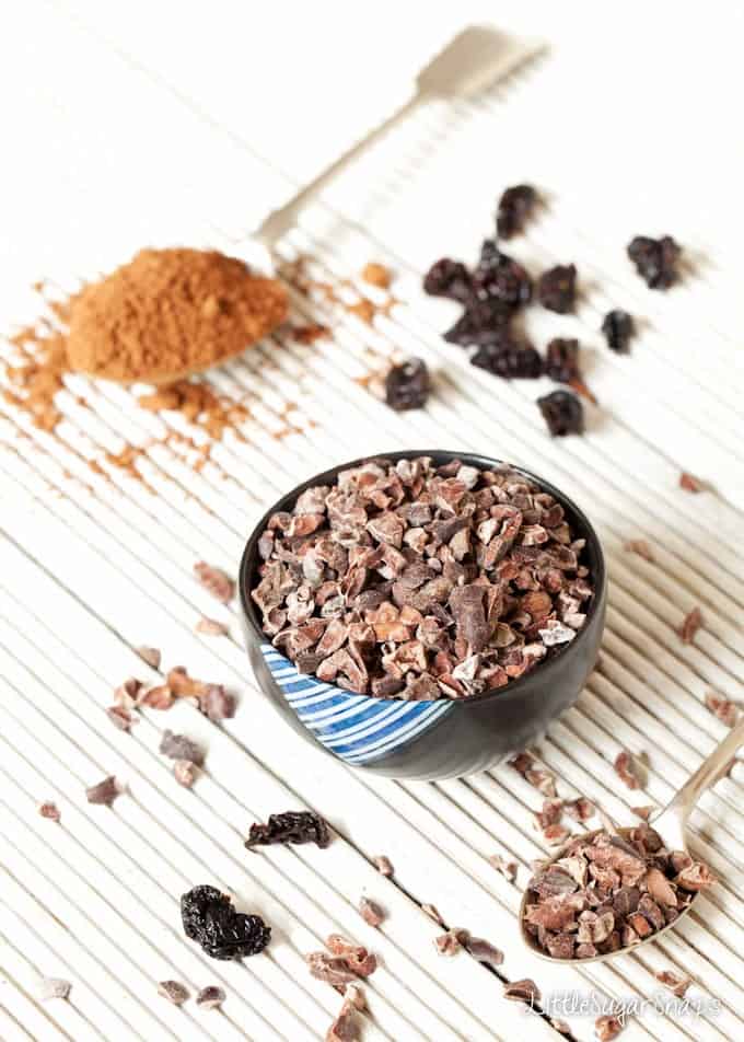 Cocoa nibs in a bowl