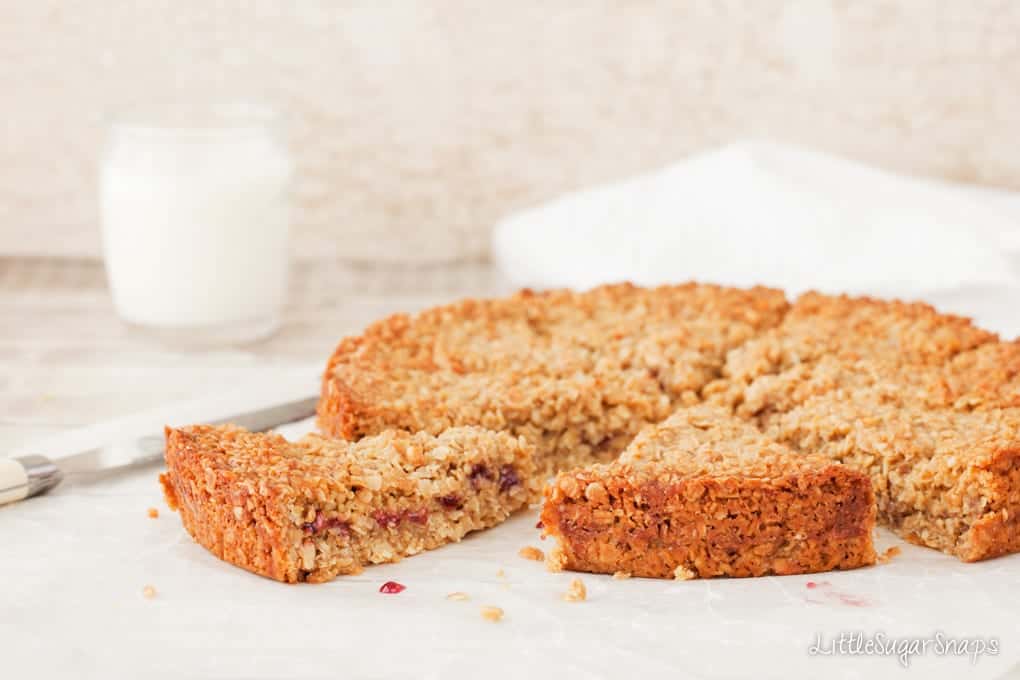 Slices of Peanut Butter and jelly oat bars