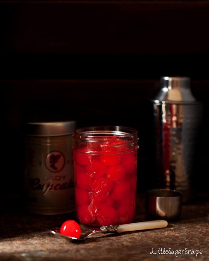 A jar full of maraschino cherries