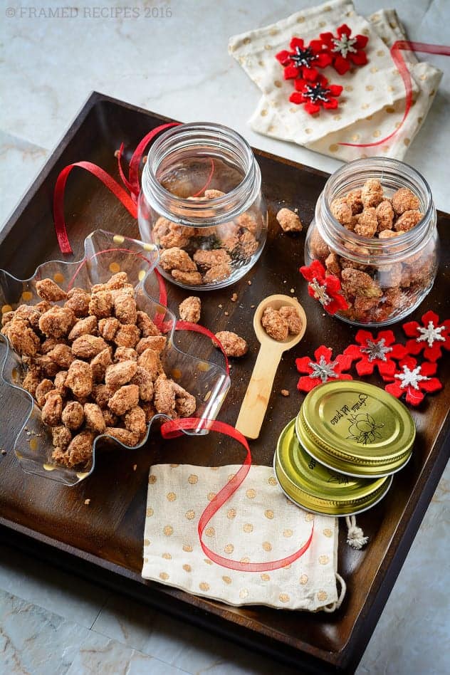 Jars of Cinnamon spiced almonds