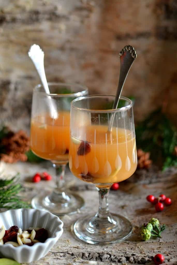 Glasses of mulled apple juice