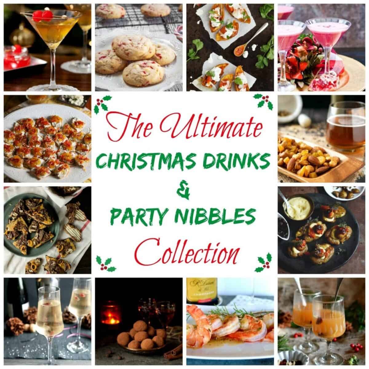 Collage of Christmas Drinks and food with text overlay