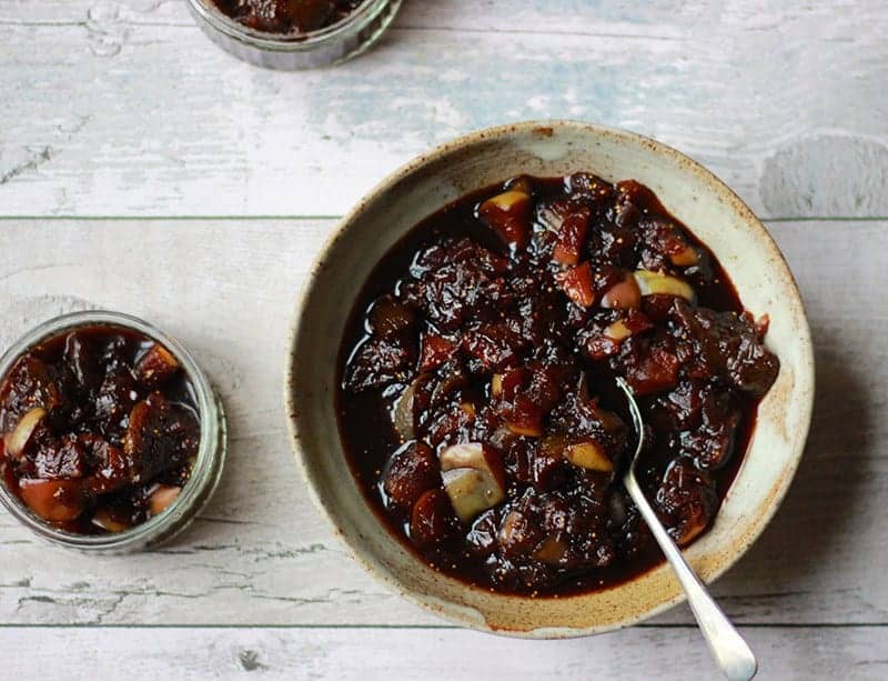 A bowl of fig, apple and balsamic chutney