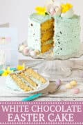 Speckled egg effect cake for easter - image for pinterest