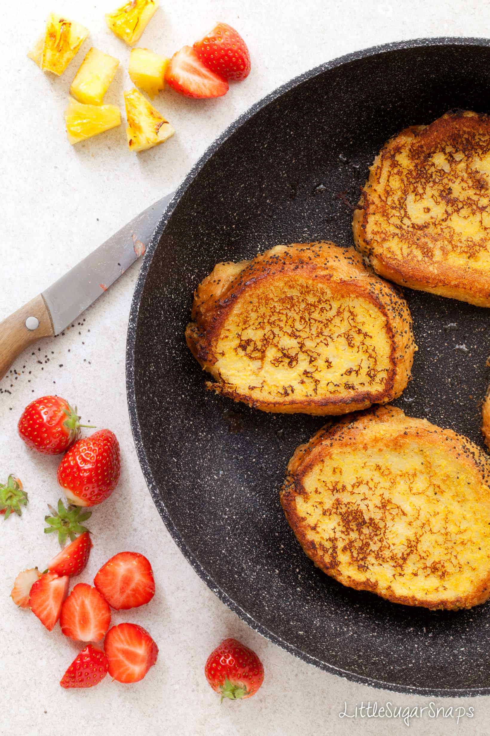 Frying Vegan French Toast in a pan