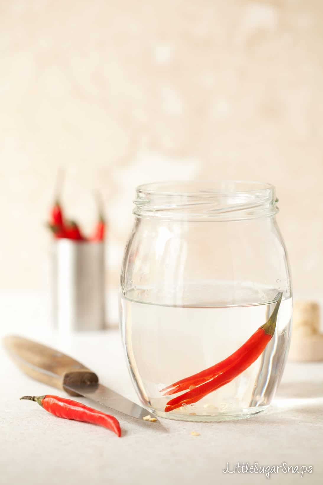 Vodka infusing with red chilli