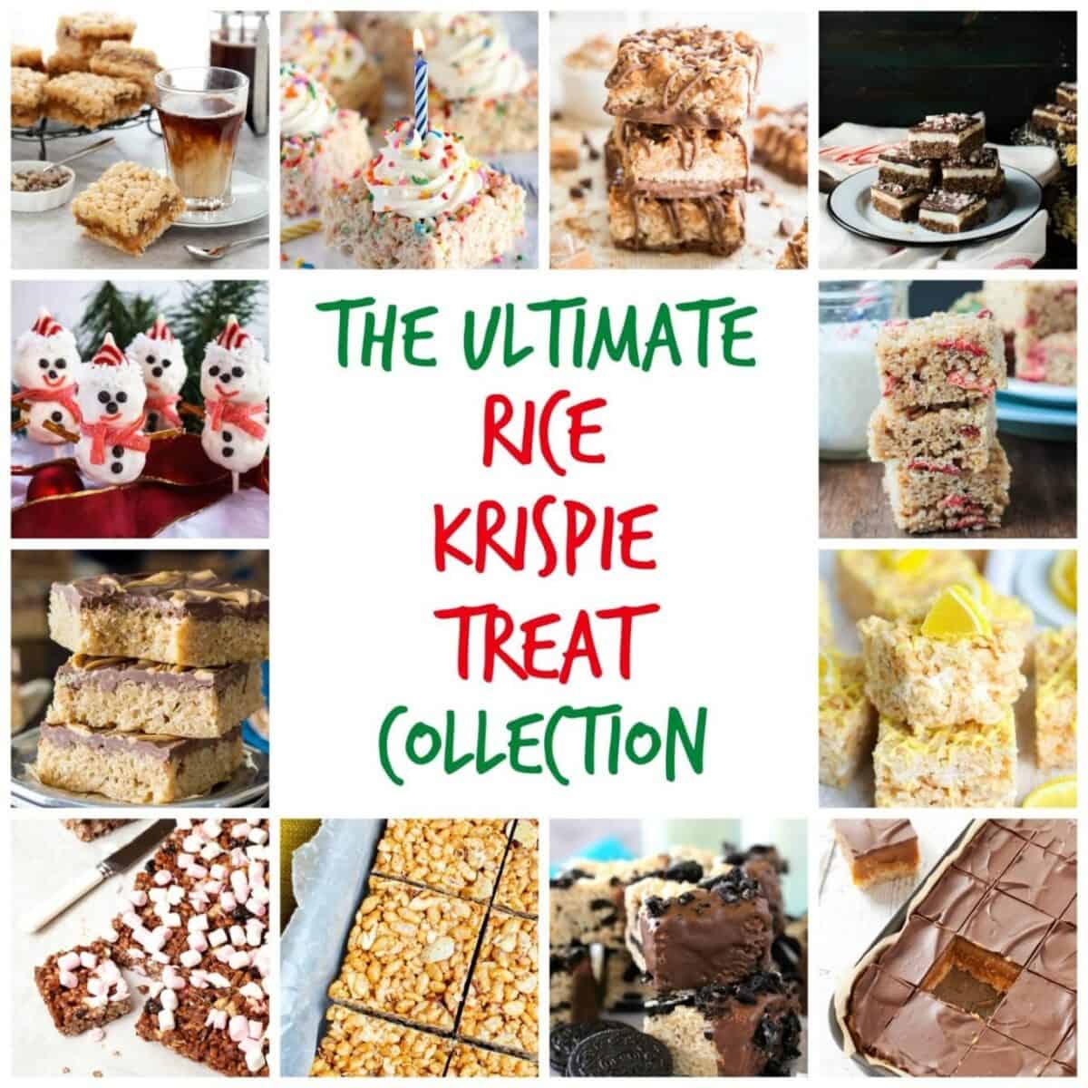 Collage of images featuring Rice Krispie Treats with text overlay