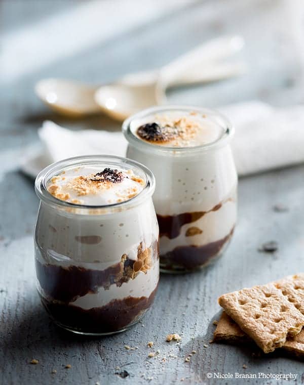 Quick smores trifles in glass jars 