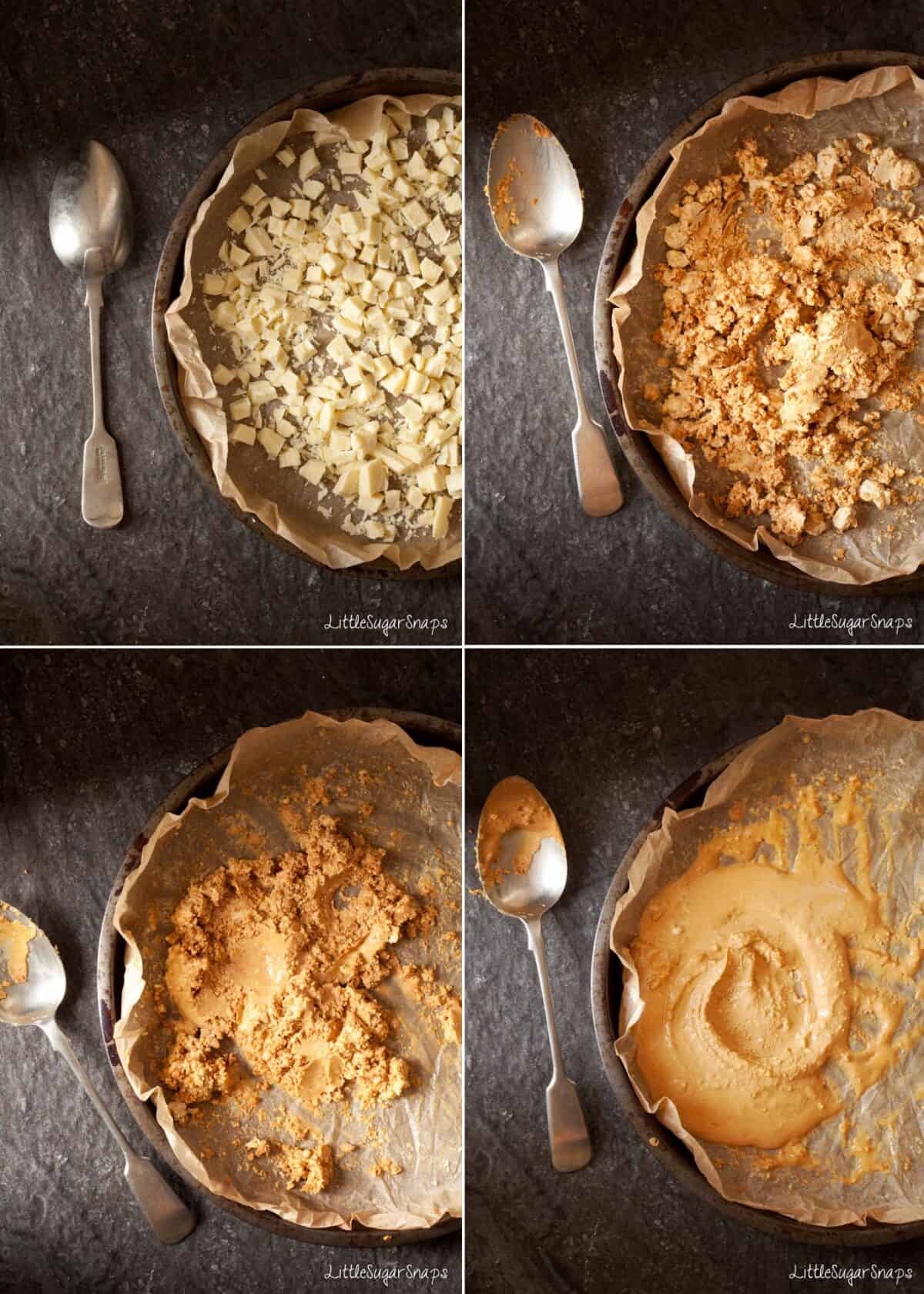 step by step images of making Caramelized White Chocolate