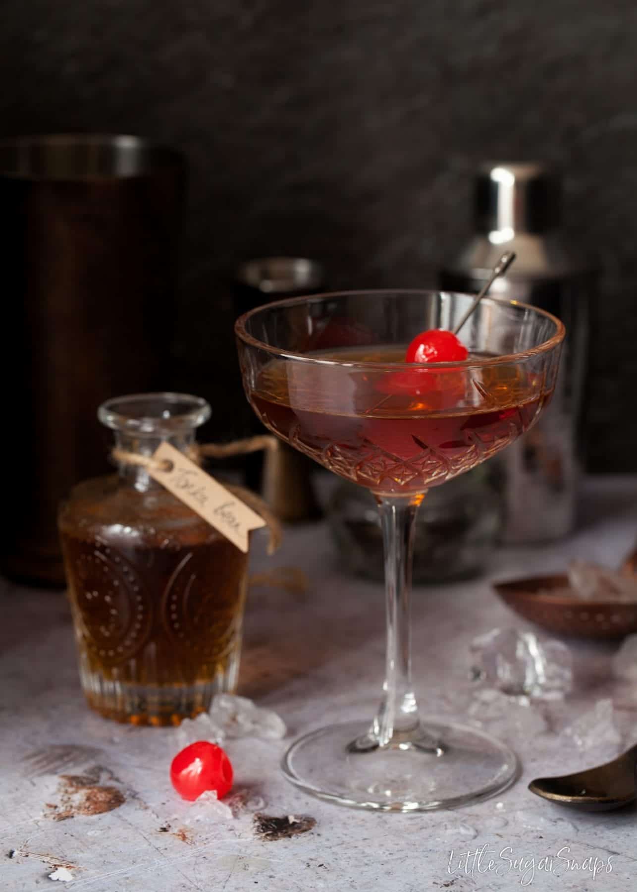 Manhattan cocktail variation with tonka bean syrup.