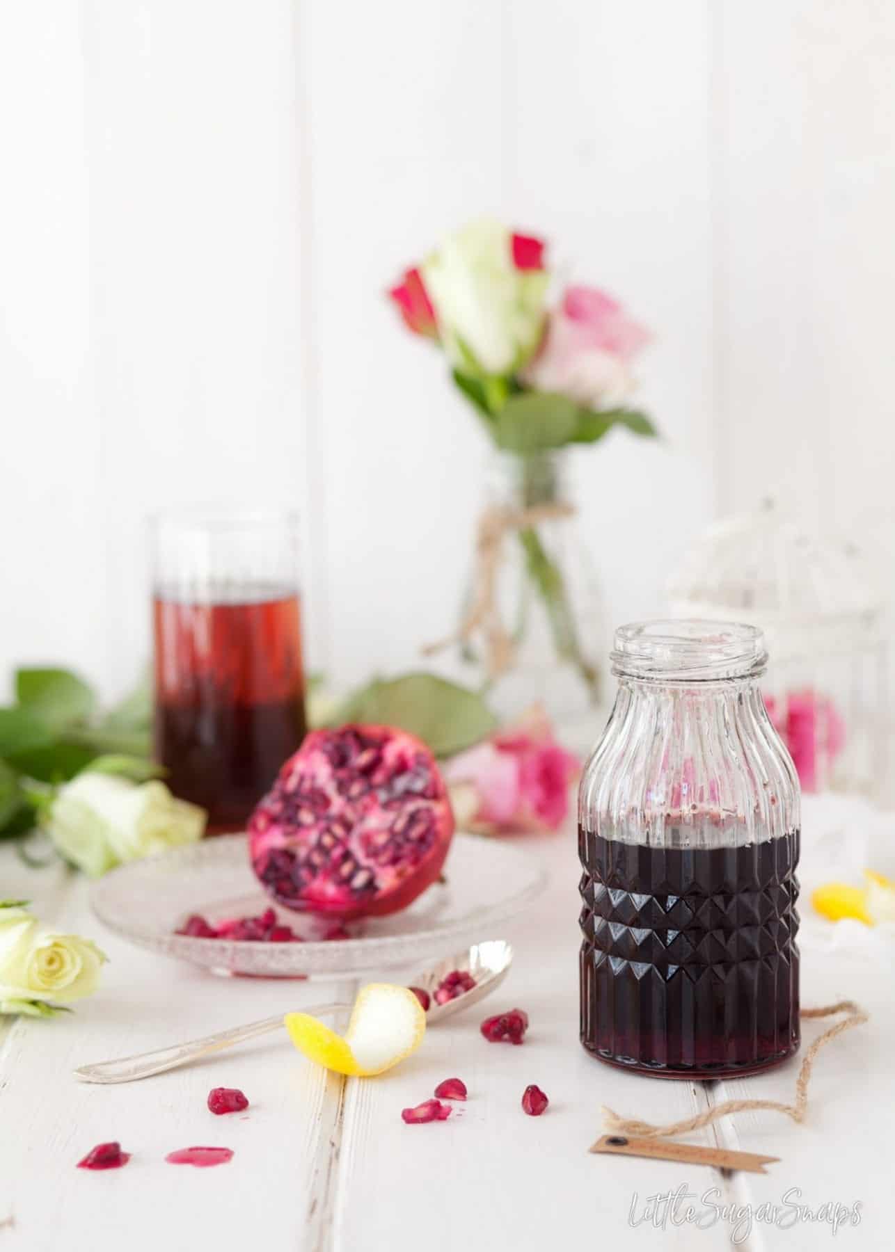 A bottle of Homemade Grenadine