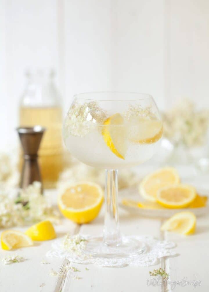 Summer Gin and Tonic with Elderflower & Lemon Little Sugar Snaps