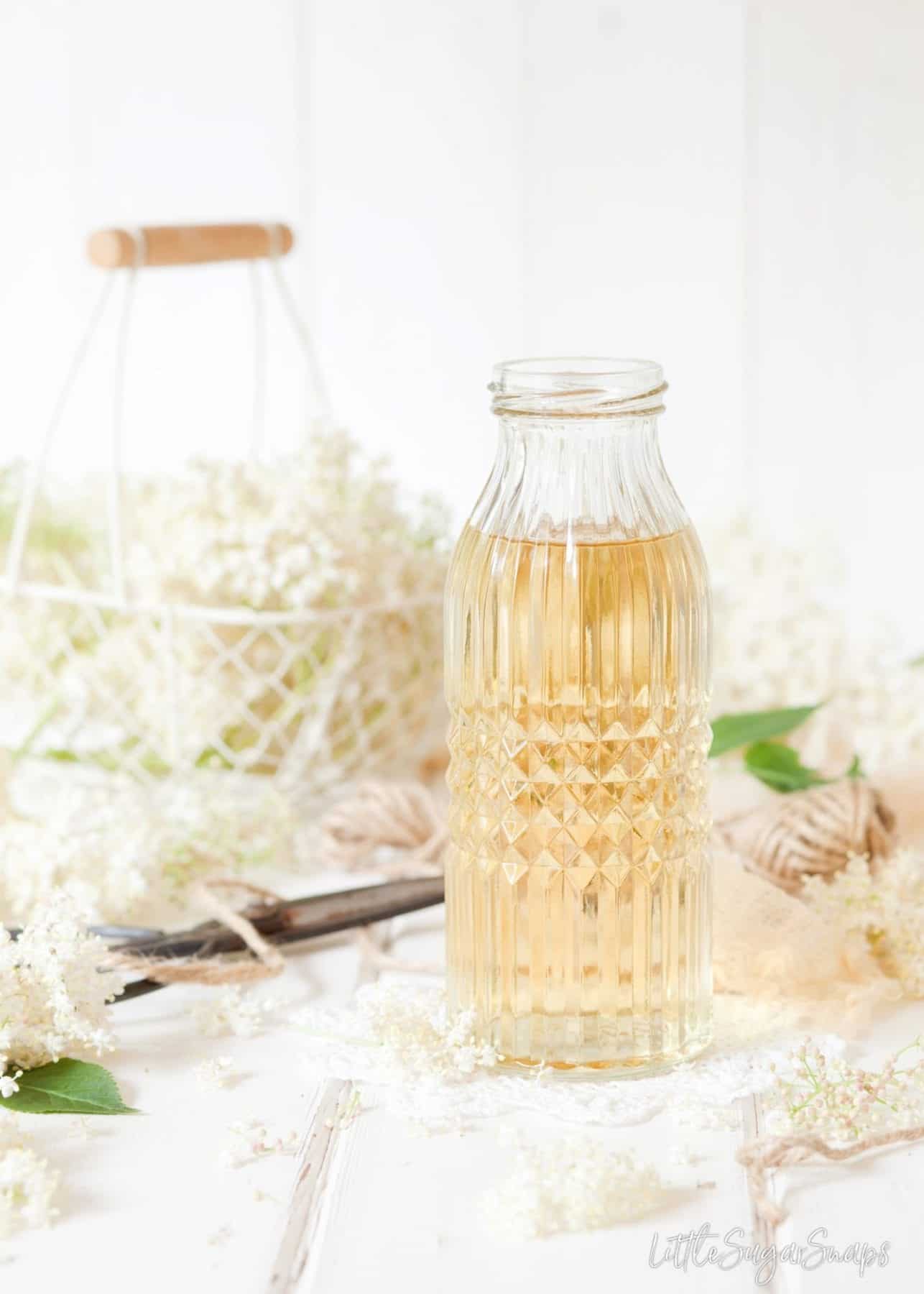 A bottle of elderflower liqueur.