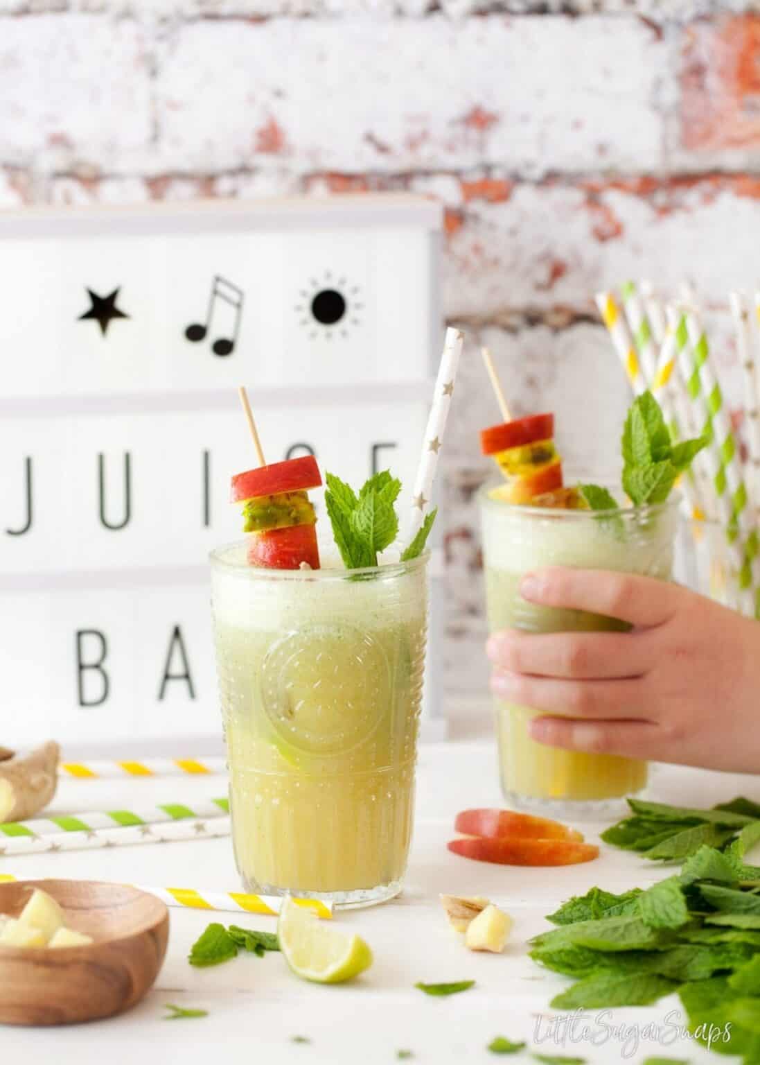Apple Pineapple Ginger Juice with Lime and Mint Little Sugar Snaps