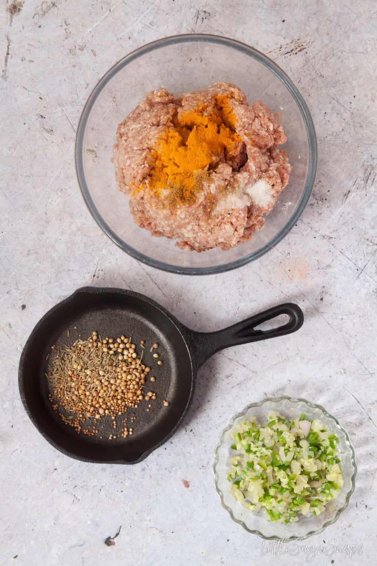 Ingredients for Bombay spiced lamb.