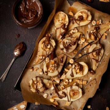 Honey Baked Pears with Chocolate