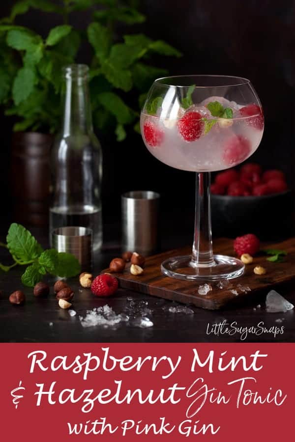 Raspberry Mint Gin Tonic with hazelnuts #g&t #gintonic #ginanadtonic #gin&tonic #pinkgin #pinkg&t #raspberrygin #rasberryg&t #raspberrygintonic
