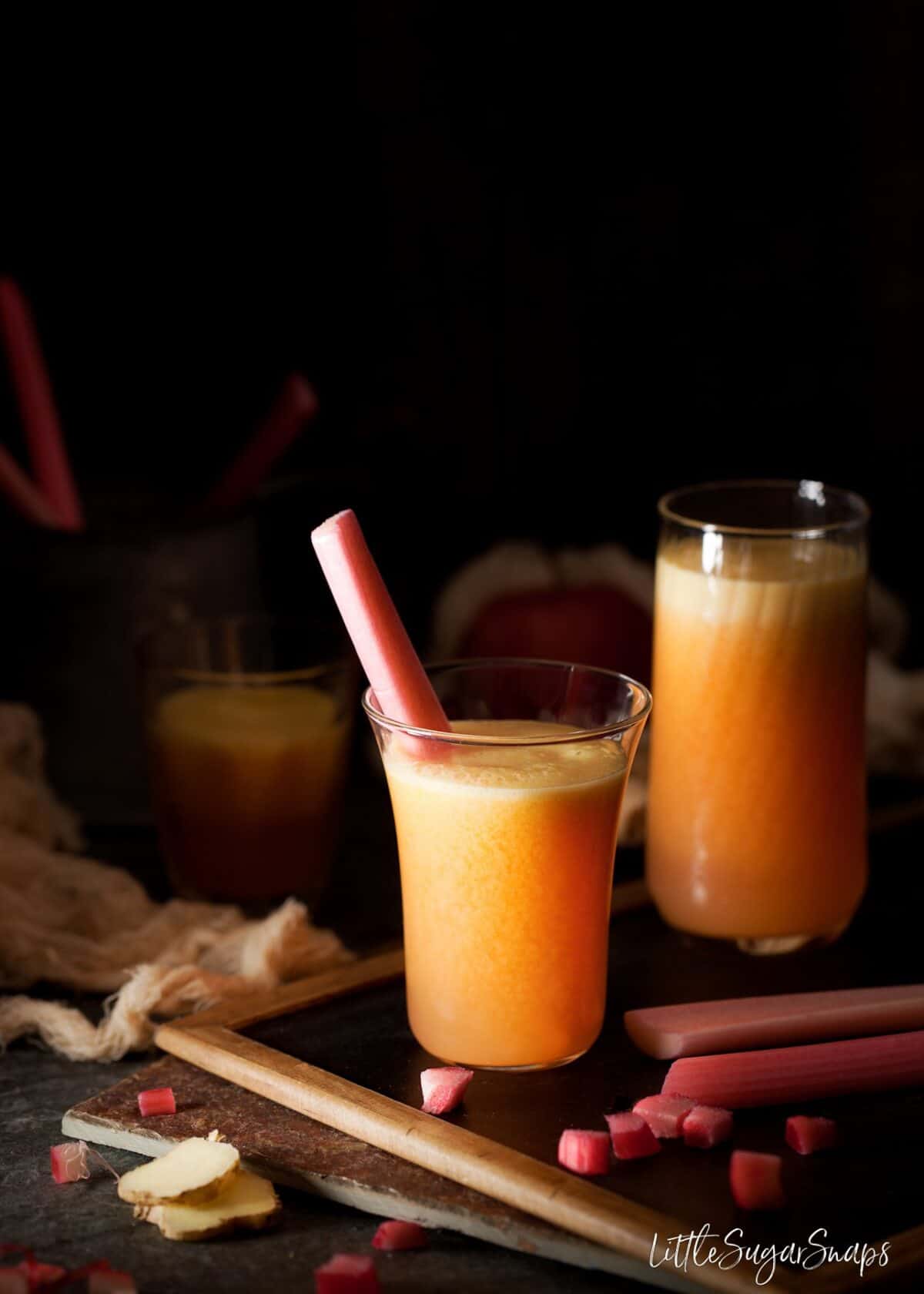 Rhubarb Juice with Ginger, Orange & Apple