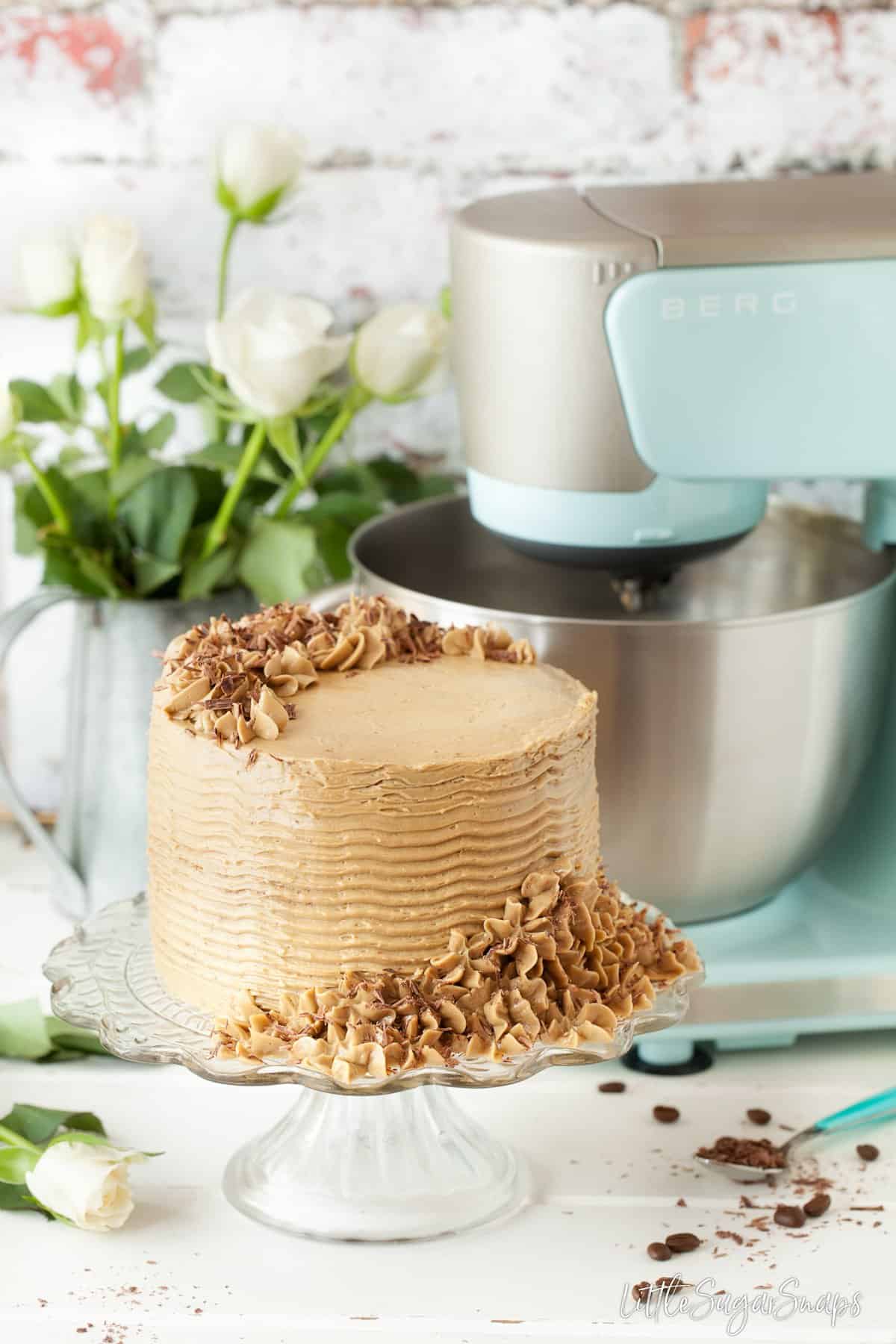 Coffee sponge cake with coffee flavoured swiss meringue buttercream 