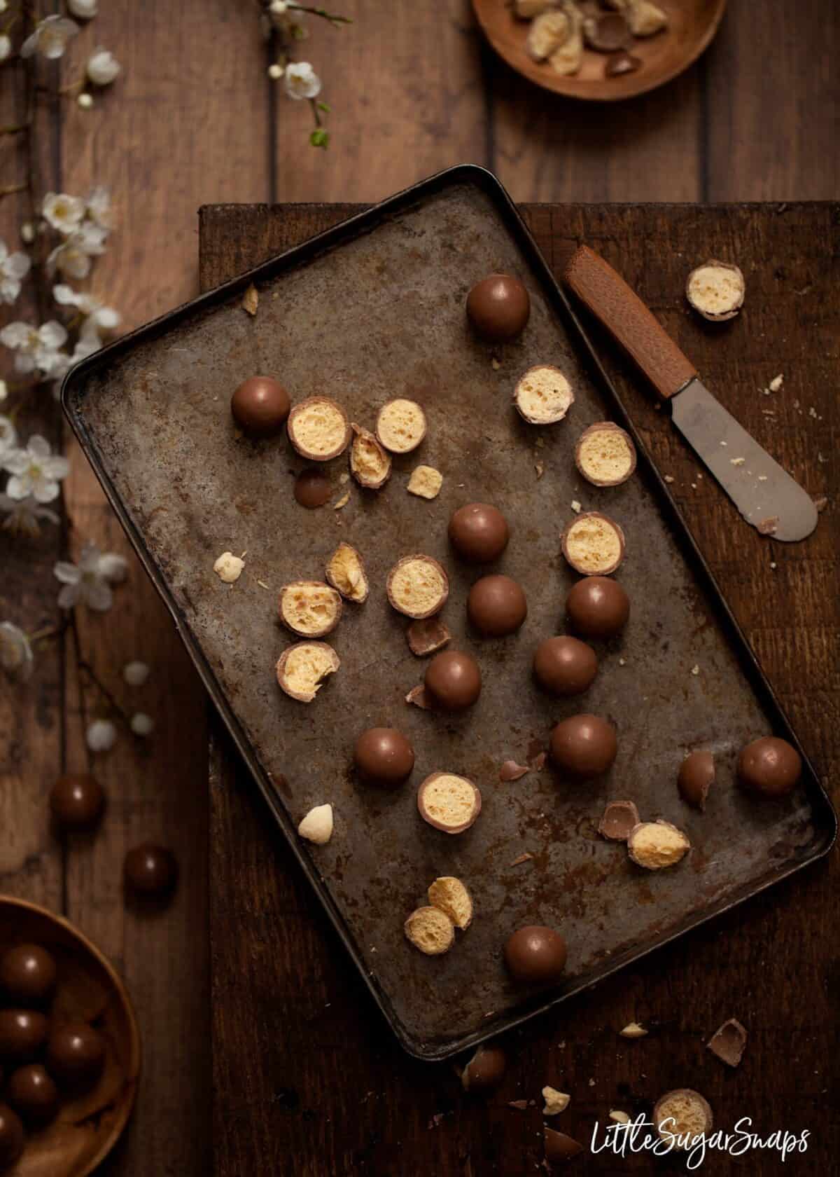 Malteser Chocolates on a tray