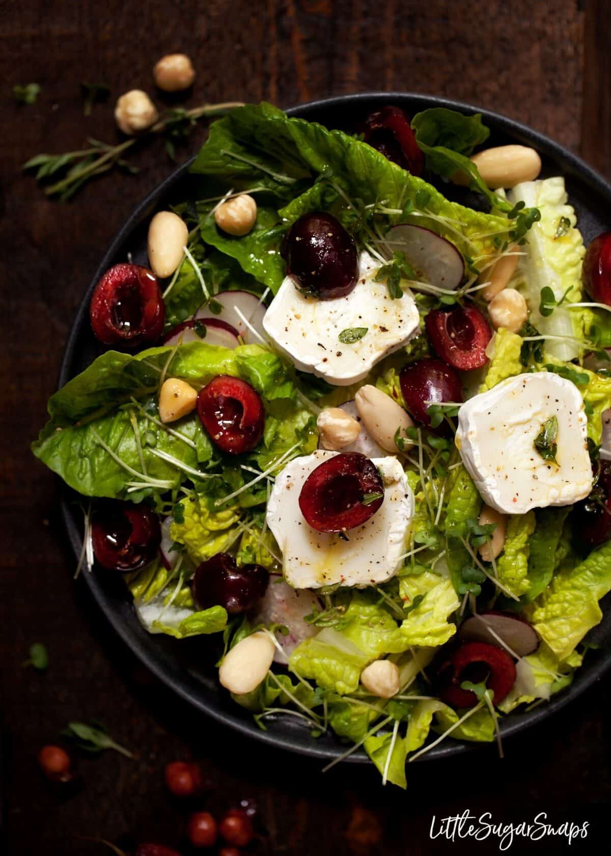 Cherry & Goats Cheese Salad with Honey & Thyme Dressing