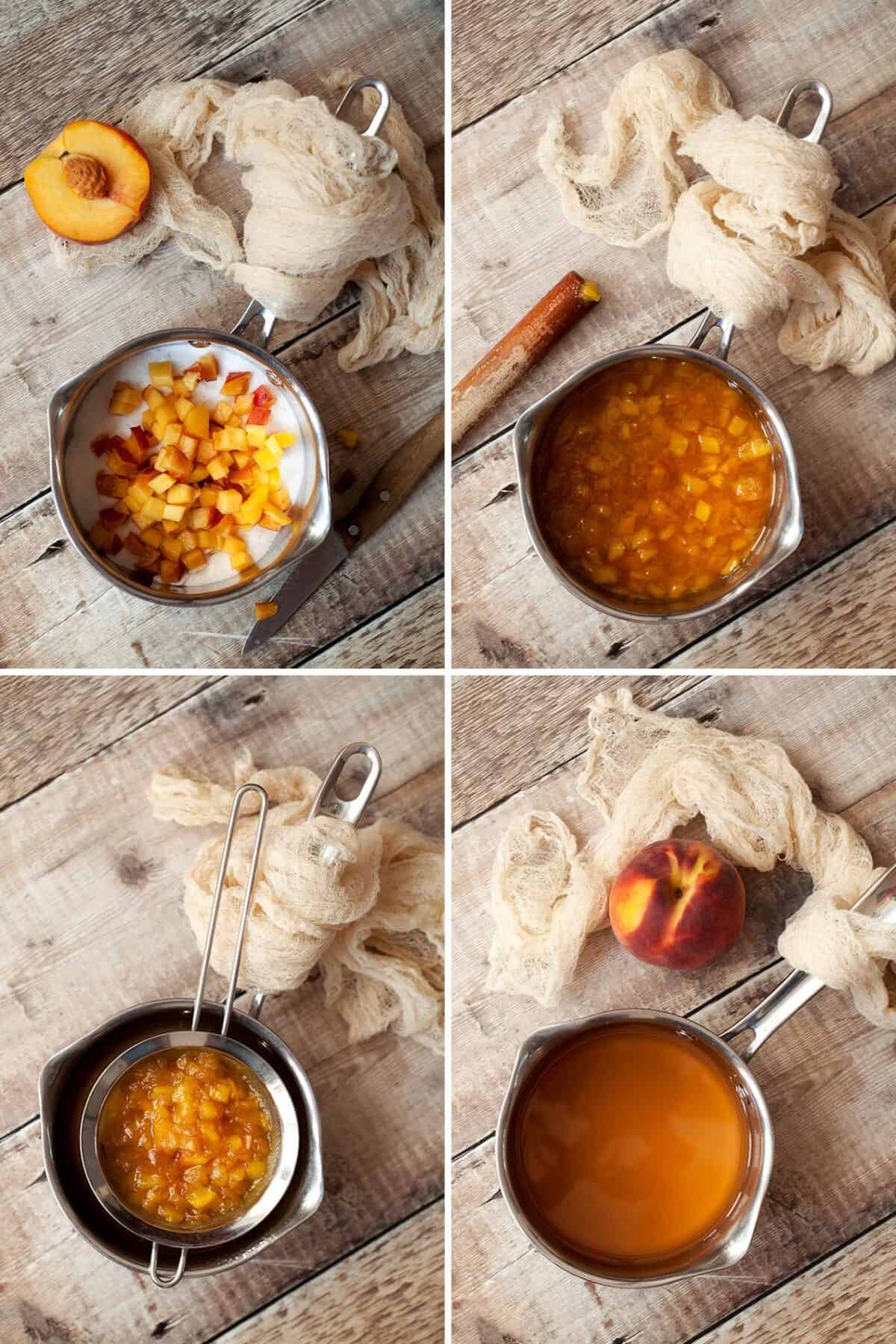 step by step process for making peach syrup