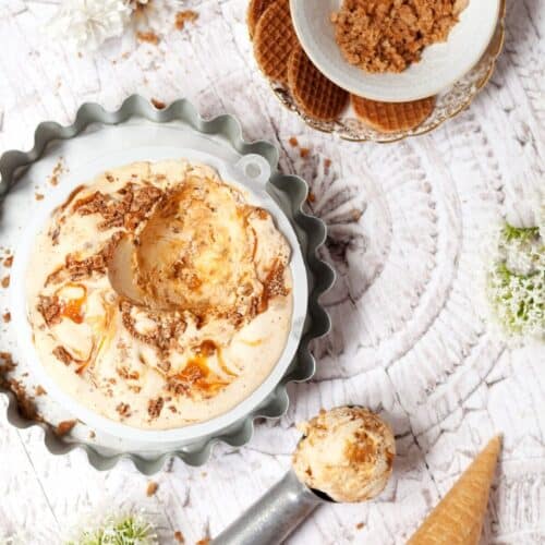 Stroopwafel Ice Cream with Bourbon & Caramel - Little Sugar Snaps