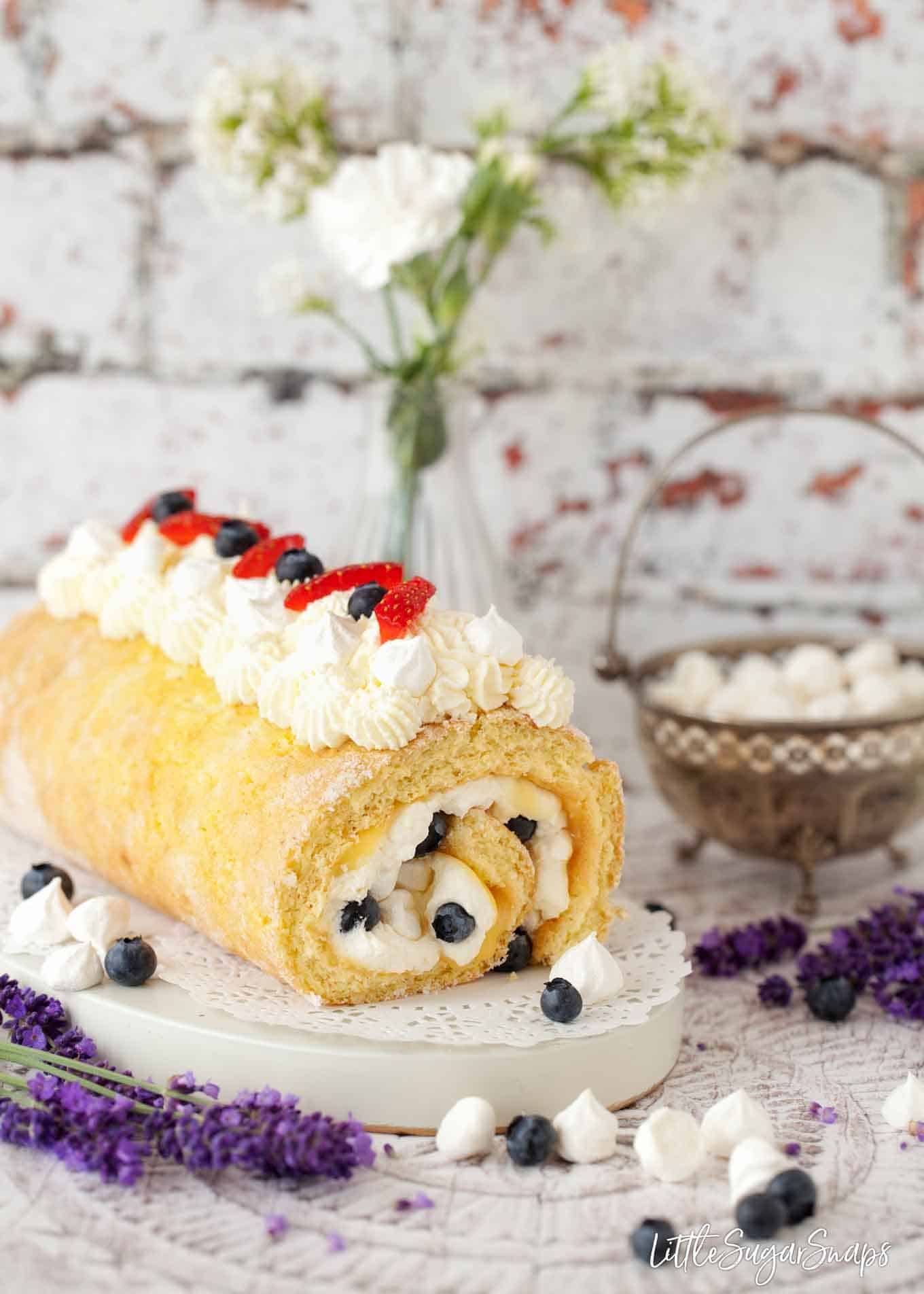 Lemon Meringue Swiss Roll with Summer Berries - Little Sugar Snaps