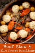 beef stew and dumplings - pinterest image