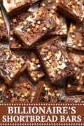 Billionaires Shortbread Bar - chocolate shortbread, salted caramel, triple chocolate swirl and fabulous sprinkles - pinterest image