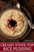 Quick Stovetop Rice Pudding with Rosehip Syrup - pinterest image
