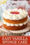 EASY VANILLA SPONGE CAKE image for pinterest