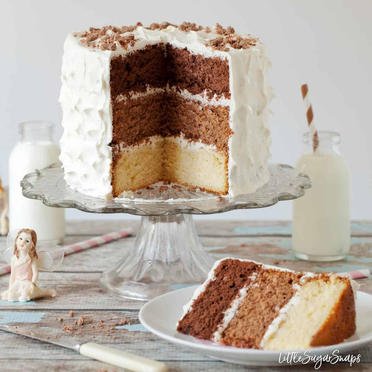 Triple Chocolate Layer Cake with Marshmallow Frosting - Little Sugar Snaps