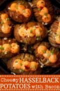 CHEESY HASSELBACK POTATOES WITH BACON Pinterest image