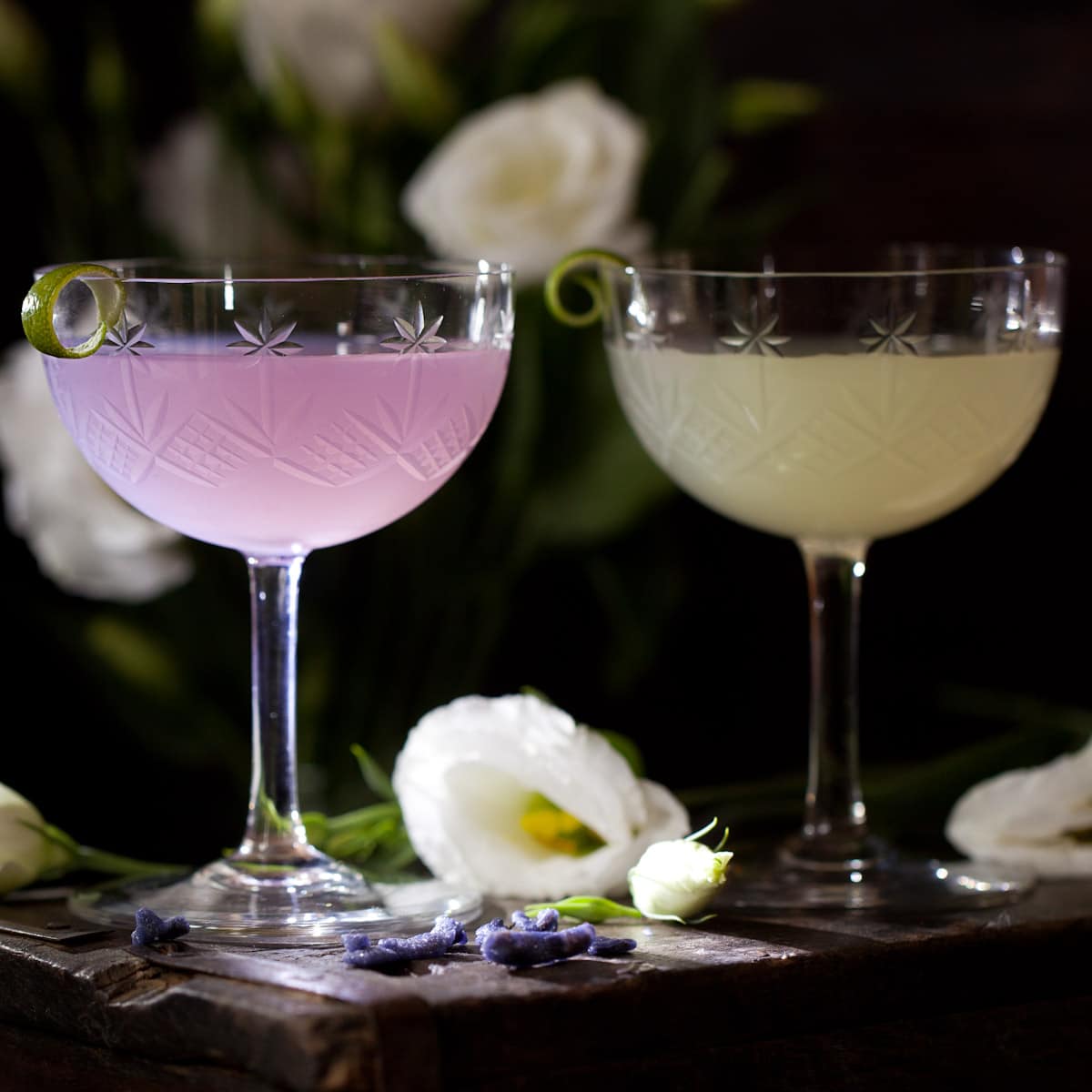 Daiquiri Cocktail with Violet Little Sugar Snaps