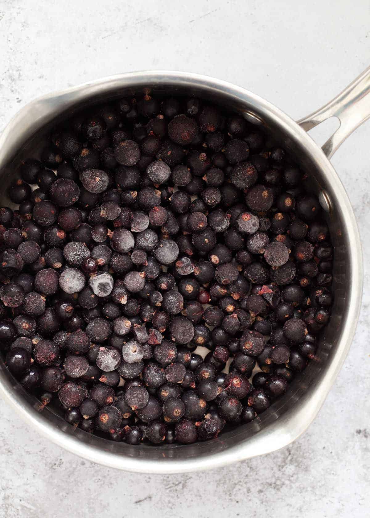 frozen fruit in a saucepan