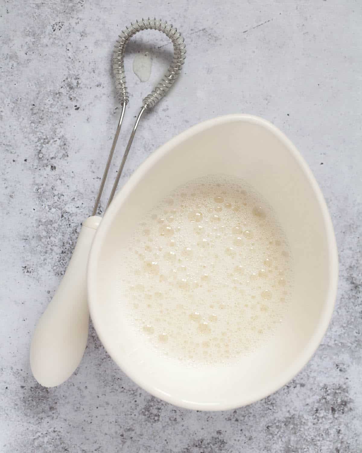 Frothy whisked egg whites